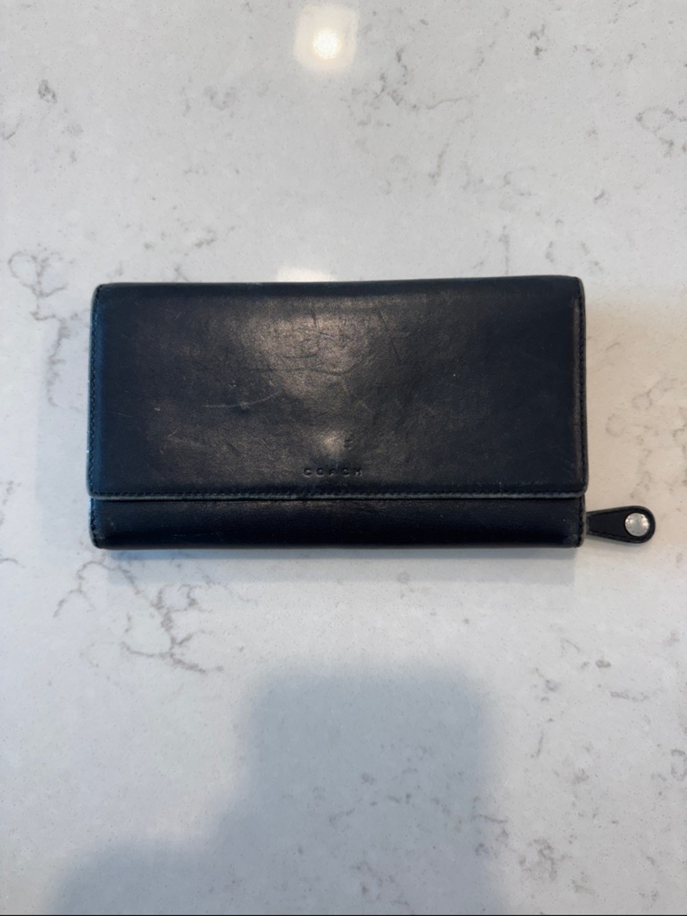 Vintage Coach Black Leather Zip Continental Wallet
